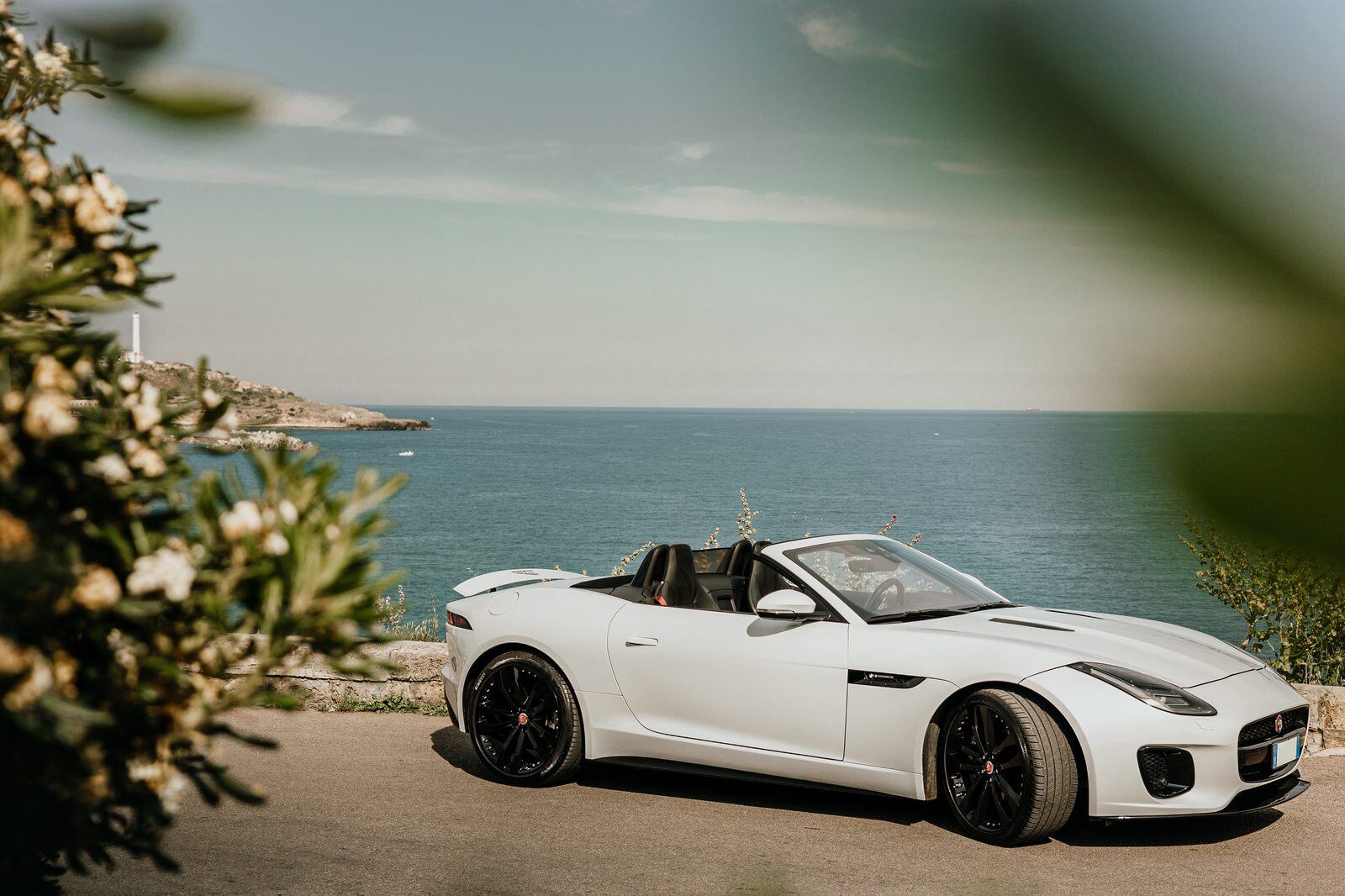 Jaguar F-Type Cabrio tra la macchia mediterranea sulla costa del Salento Jaguar F-Type Cabrio tra la macchia mediterranea sulla costa del Salento